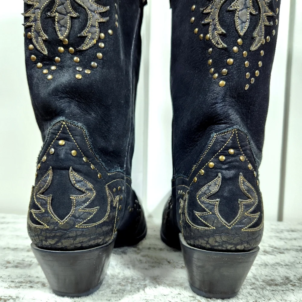 Dan Post "Invy" Studded Western Boots Black Leather DP3582 | Women's Size 8 - Picture 8 of 16